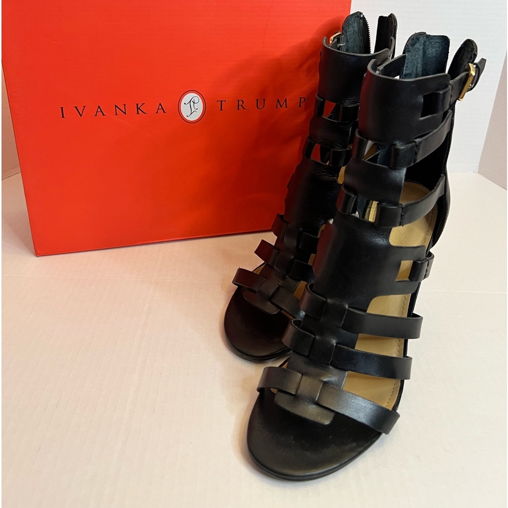 Ivanka Trump Elston Gladiator High Heel Sandals  Black Sz 9